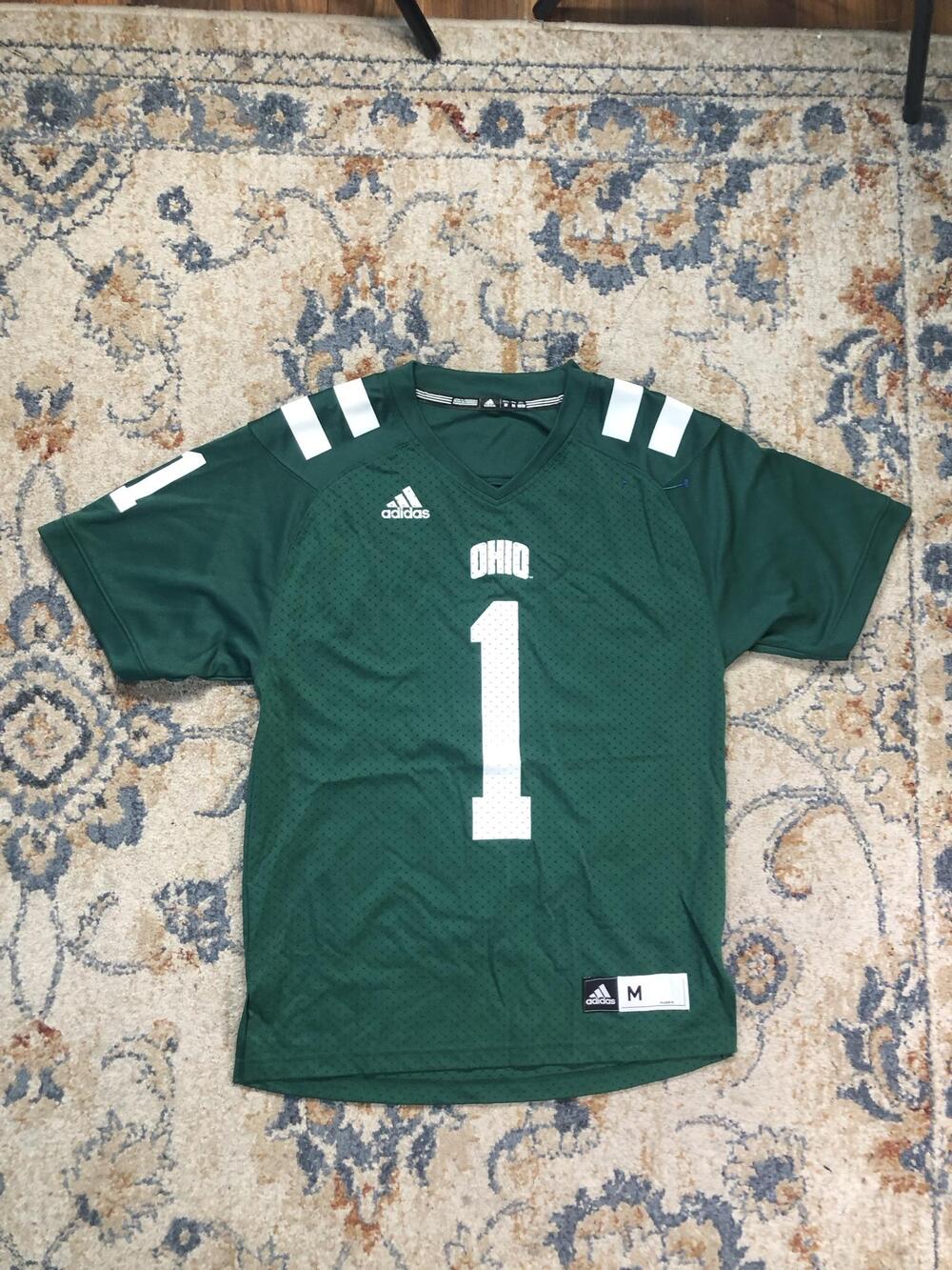 Ohio Bobcats Football Jersey Mens Medium Green NCAA Football Adidas #1 Mesh